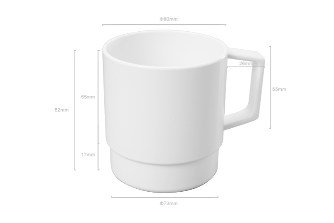 detail Světle šedý stohovatelný polymerový hrnek 10 Oz