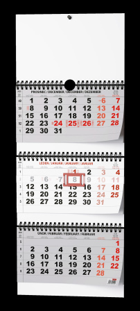 detail Nástěnný kalendář 2026 Tříměsíční skládaný