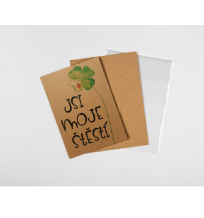 detail Přáníčko BeBechy recyklovaný papír Jsi moje štěstí