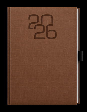 detail Diář 2026 týdenní A5 Oskar-fabric hnědý