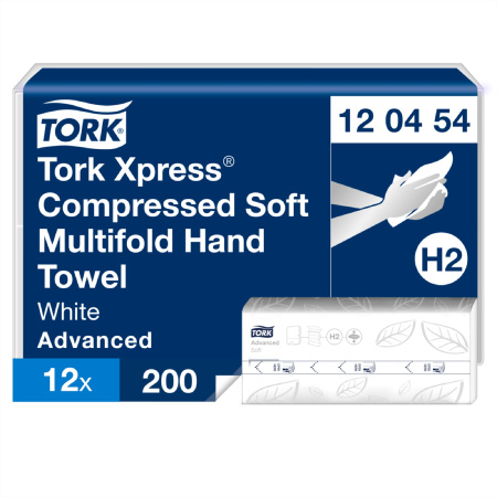 detail Ručníky skládané 2vrstvé Tork H2 Xpress celuloza + recykl bílé 2400ks