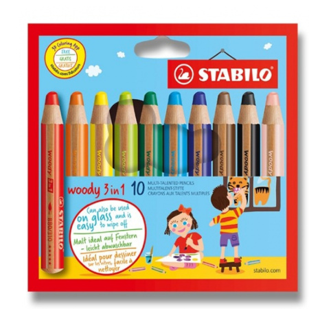 detail Pastelky Stabilo Woody 3v1 10ks