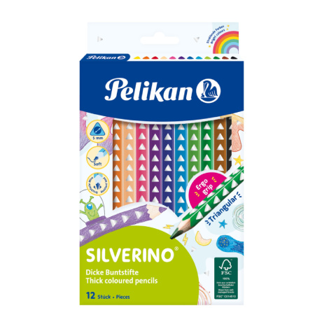 detail Pastelky trojhranné Silverino Pelikán slabé 12ks