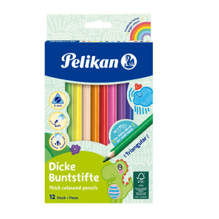 detail Pastelky trojhranné silné Pelikán 12ks