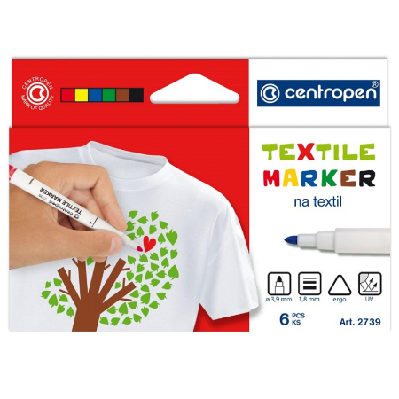 detail Popisovač na textil Centropen 1,8mm 2739 sada 6ks/E