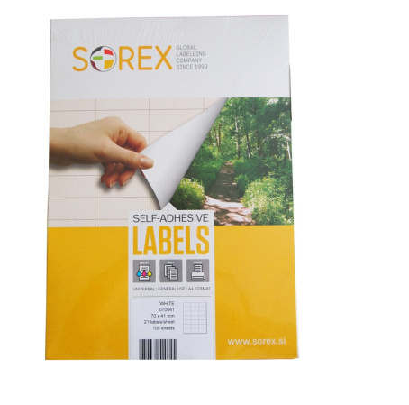 detail Etikety na archu A4 105x37 Sorex po ks