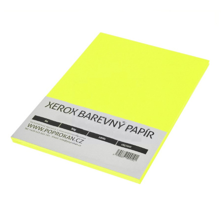 detail Papír barevný A4 80g neon žlutý 100ls xerox /E