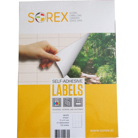 detail Etikety na archu A4 70x35 mm Sorex 2400 etiket /E