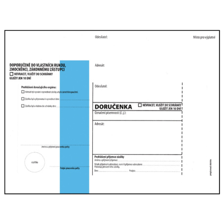 detail Obálka C5 doručenka NCR modrá+poučení/E