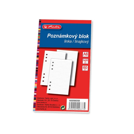detail Náplň do diáře Herlitz A6, linka 3x50 listů