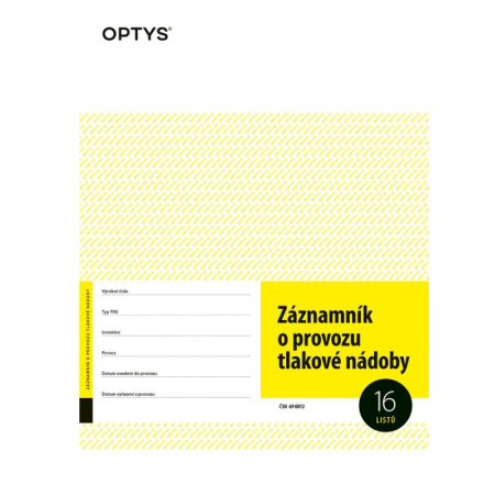 detail Záznam o provozu tlaková nádoby A4 16 listů /E