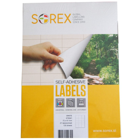 detail Etikety na archu A4 Sorex 192x61mm 400 etiket/E