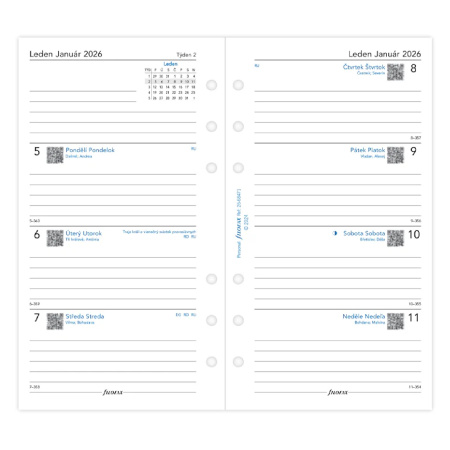 detail Náplň do diáře A7 Filofax týdenní/2str.linkyČJ+SJ/E