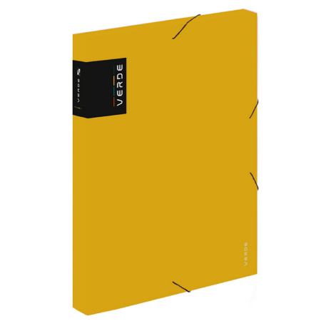 detail Mapa s gumou Box A4 3cm PP Verde hořčicová /o