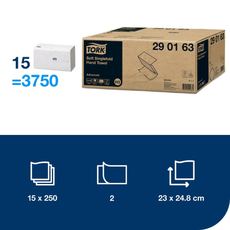 detail Ručníky skládané dvouvrstvé ZZ bílé 250ks Tork H3 /balení po 15ks/EU