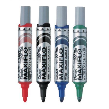 detail Popisovač stíratelný 6,0mm Pentel Maxiflo MWL5M sada 4ks+houbička /E