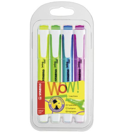 detail Zvýrazňovače Stabilo 1-4mm Swing Cool sada 4ks /E