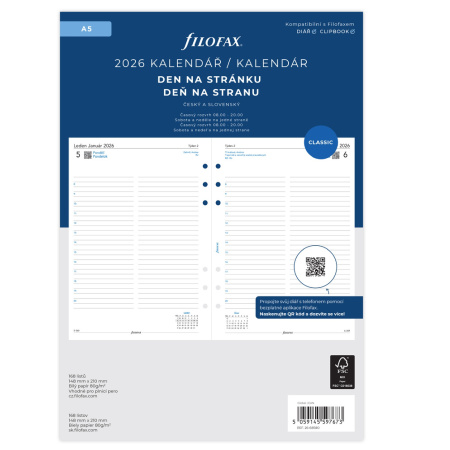 detail Náplň do diáře Filofax A5 denní/E