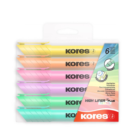 detail Zvýrazňovače Kores High liner PLUS sada 6ks
