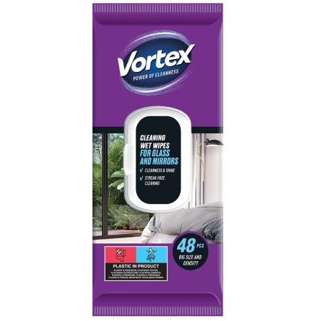 detail Ubrousky vlhčené Vortex sklo a zrcadla 48ks/E