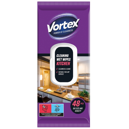 detail Ubrousky vlhčené Vortex kuchyně 48ks