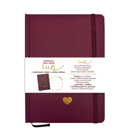 detail Blok A5 linka Luxi bordó srdce 96 listů