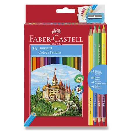 detail Pastelky šestihranné Faber-Castell 36ks + ořezávátko