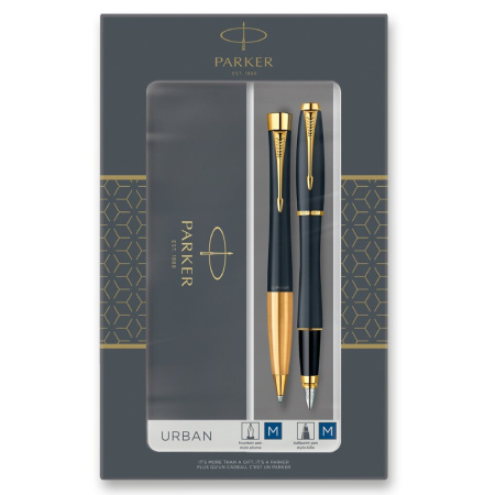 detail Dárková sada plnicí pero a kuličkové pero Parker Urban Matt Black GT /o
