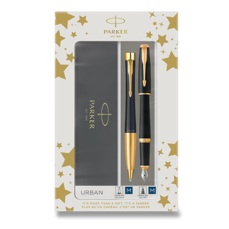 detail Dárková sada plnicí pero a kuličkové pero Parker Urban Matt Black GT /o