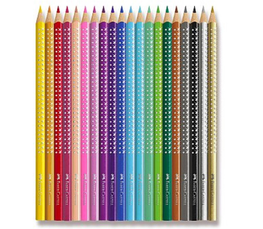 detail Pastelky trojhranné Faber-Castell Sparkle box 20ks + ořezávátko/E