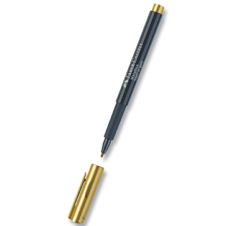 detail Popisovač permanentní Faber-Castell metalický zlatý