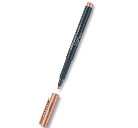 detail Popisovač permanentní Faber-Castell metalický bronzový