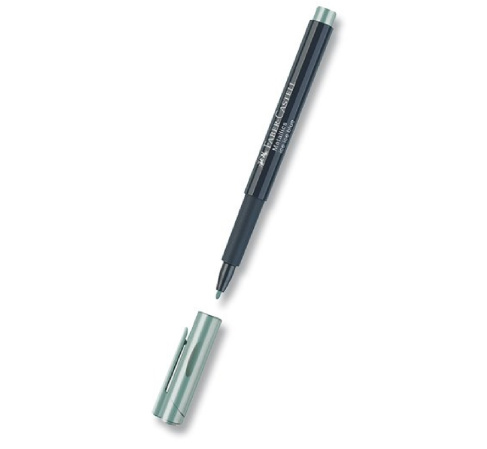 detail Popisovač permanentní Faber-Castell metalický ledová modrá/E