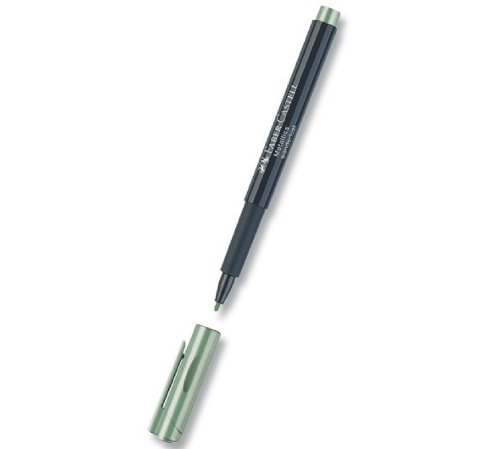 detail Popisovač permanentní Faber-Castell metalický ledově zelená/E