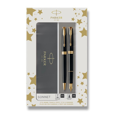detail Sada plnicí pero a kuličkové pero Parker Sonnet Black GT /E