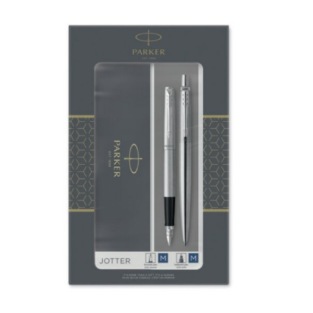detail Parker sada plnící pero + kuličková tužka Jotter St.Steel stříbrno černá