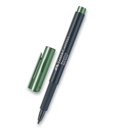 detail Popisovač permanentní Faber-Castell metalický zelený