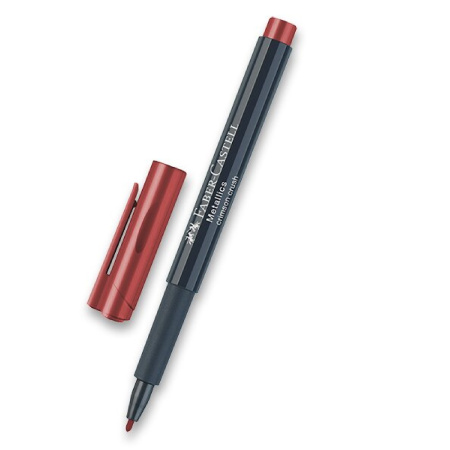 detail Popisovač permanentní Faber-Castell metalický červený