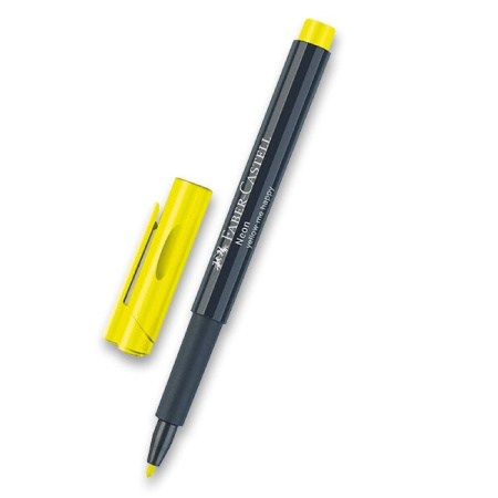 detail Popisovač permanentní Faber-Castell neon žlutý