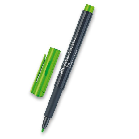 detail Popisovač permanentní Faber-Castell neon zelený