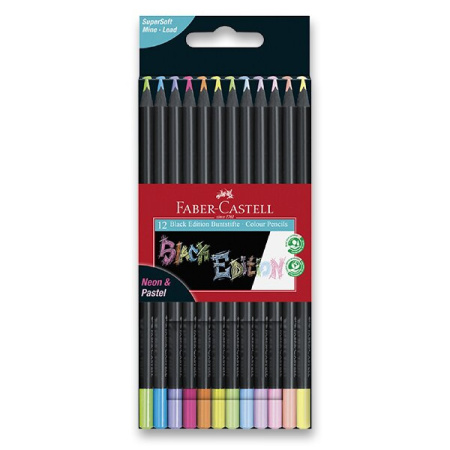 detail Pastelky trojhranné Faber-Castell Black Edition Past+Neon 12 ks/E