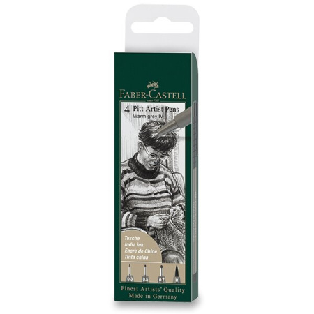 detail Popisovač Faber-Castell pitt artist pen sada 4ks šedý /E