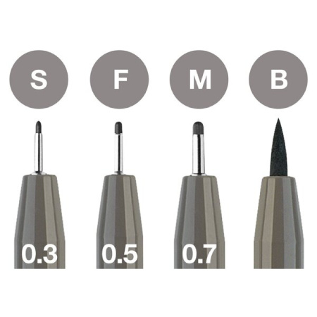 detail Popisovač Faber-Castell pitt artist pen sada 4ks šedý /E