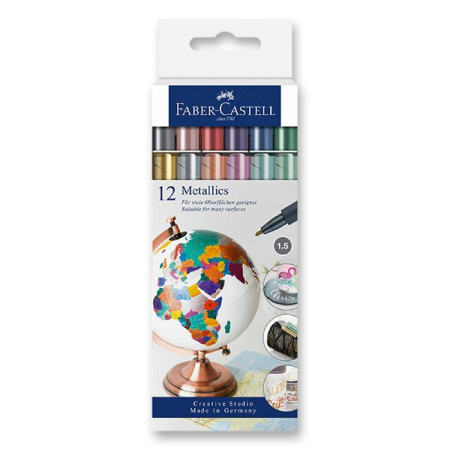 detail Popisovače Faber-Castell metalické sada 12 ks