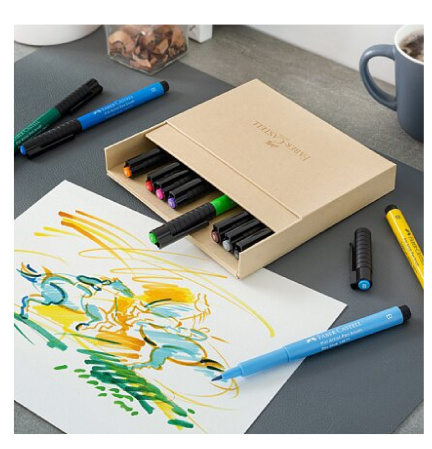 detail Popisovače Faber Castell Pitt Artist Pen Brush box 12 ks /E