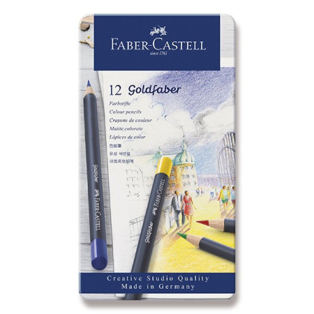 detail Pastelky Faber-Castell Goldfaber plechová krabička 12 ks