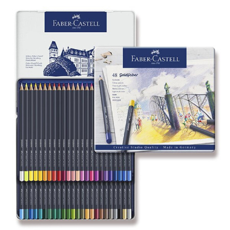 detail Pastelky Faber-Castell Goldfaber plechová krabička 48 ks /E