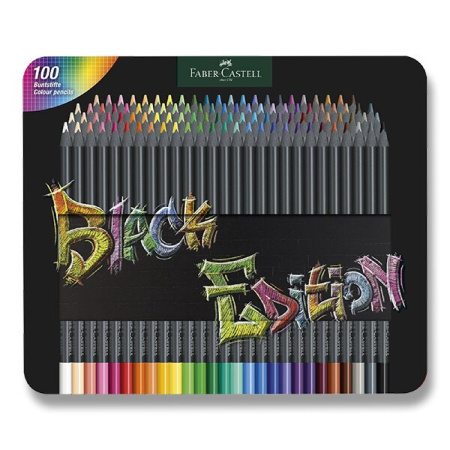 detail Pastelky Faber-Castell Black Edition plechová krabička 100 barev