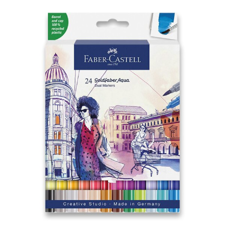 detail Popisovač Faber-Castell Goldfaber Aqua Dual Marker sada 24 barev
