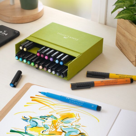 detail Popisovače Faber - Castell Pitt Artist Pen Brush box 24 ks